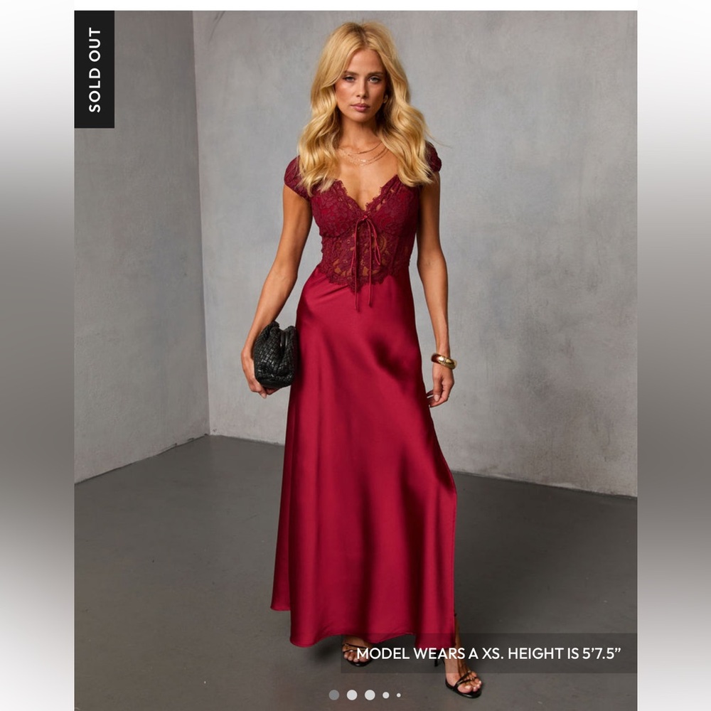VICI Polished Romance Lace Satin Maxi Dress